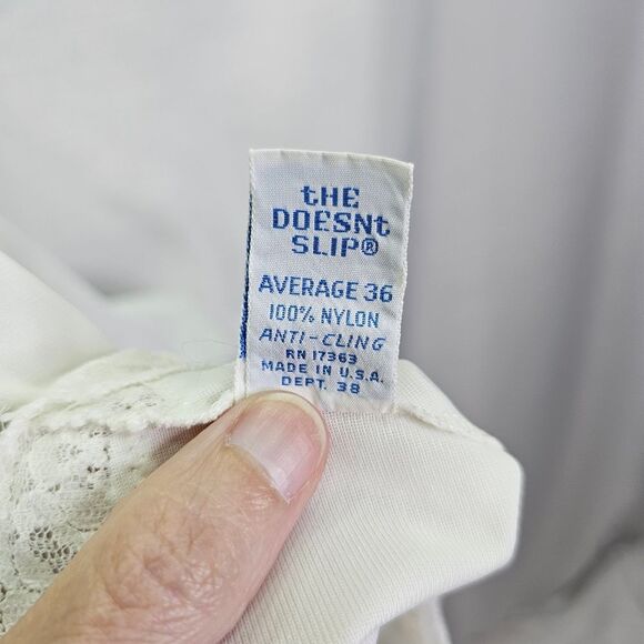 Sears Vintage White It Doesn't Slip Anti-Cling Midi Slip Size 36 - Picture 7 of 8